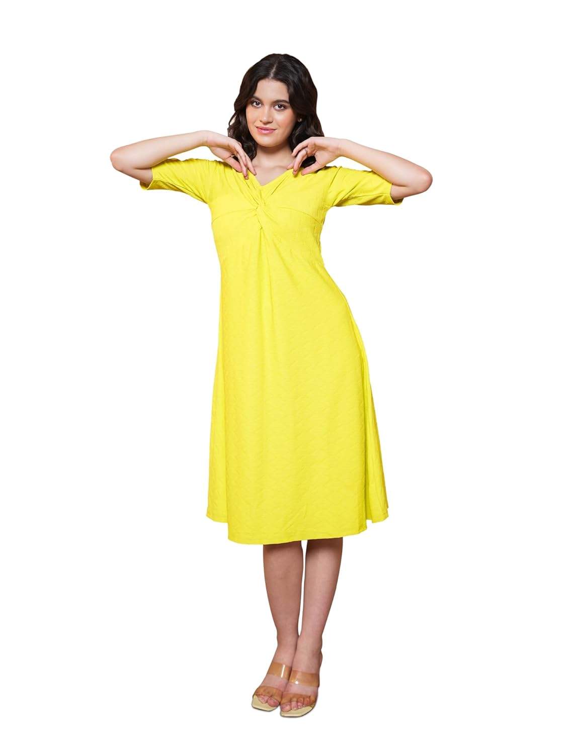 PURVAJA Women’s A-line Midi Length Dress (Nisi-042-045)