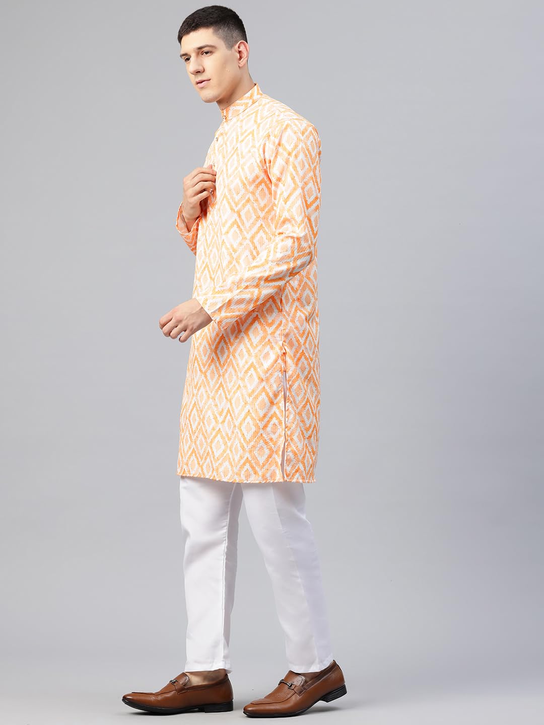 Luxrio Printed Kurta for Men Cotton Blend Linen