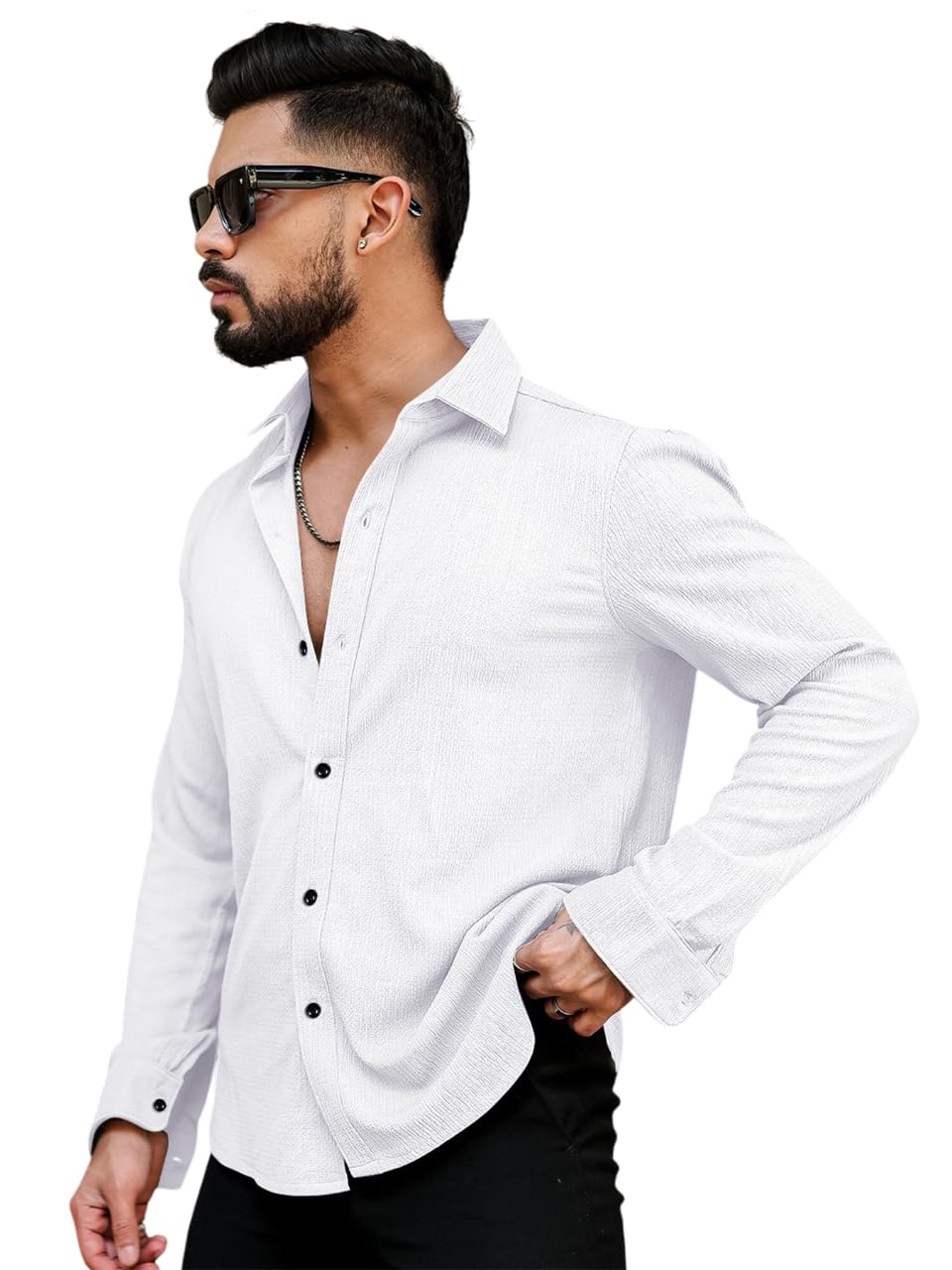 Men's Regular Fit Poly Popcorn Casual Shirt