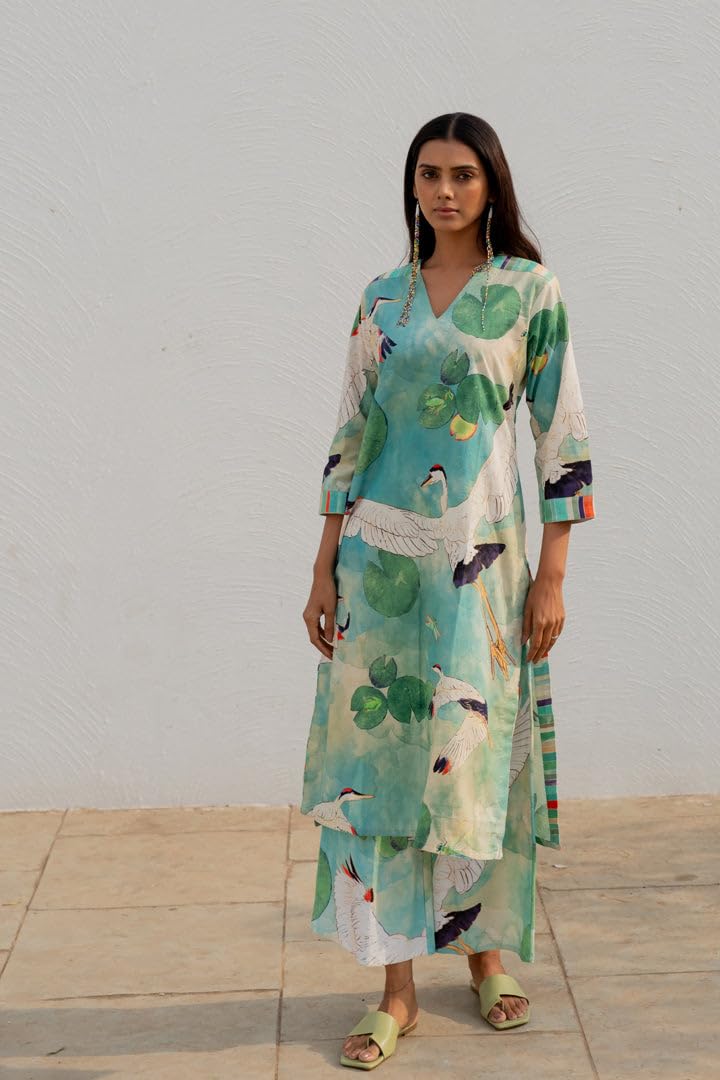 GoSriKi Women's Cotton Blend Kurta & Palazzo