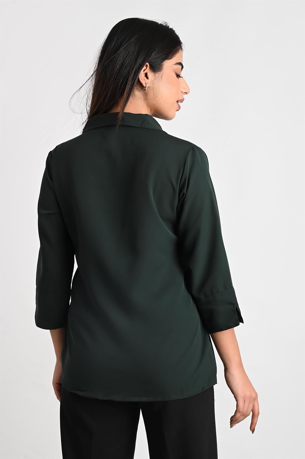 GM SARA Women's Polyester Stylish Regular Fit Button Down Plain Solid Formal Casual Shirts for Women Office Wear