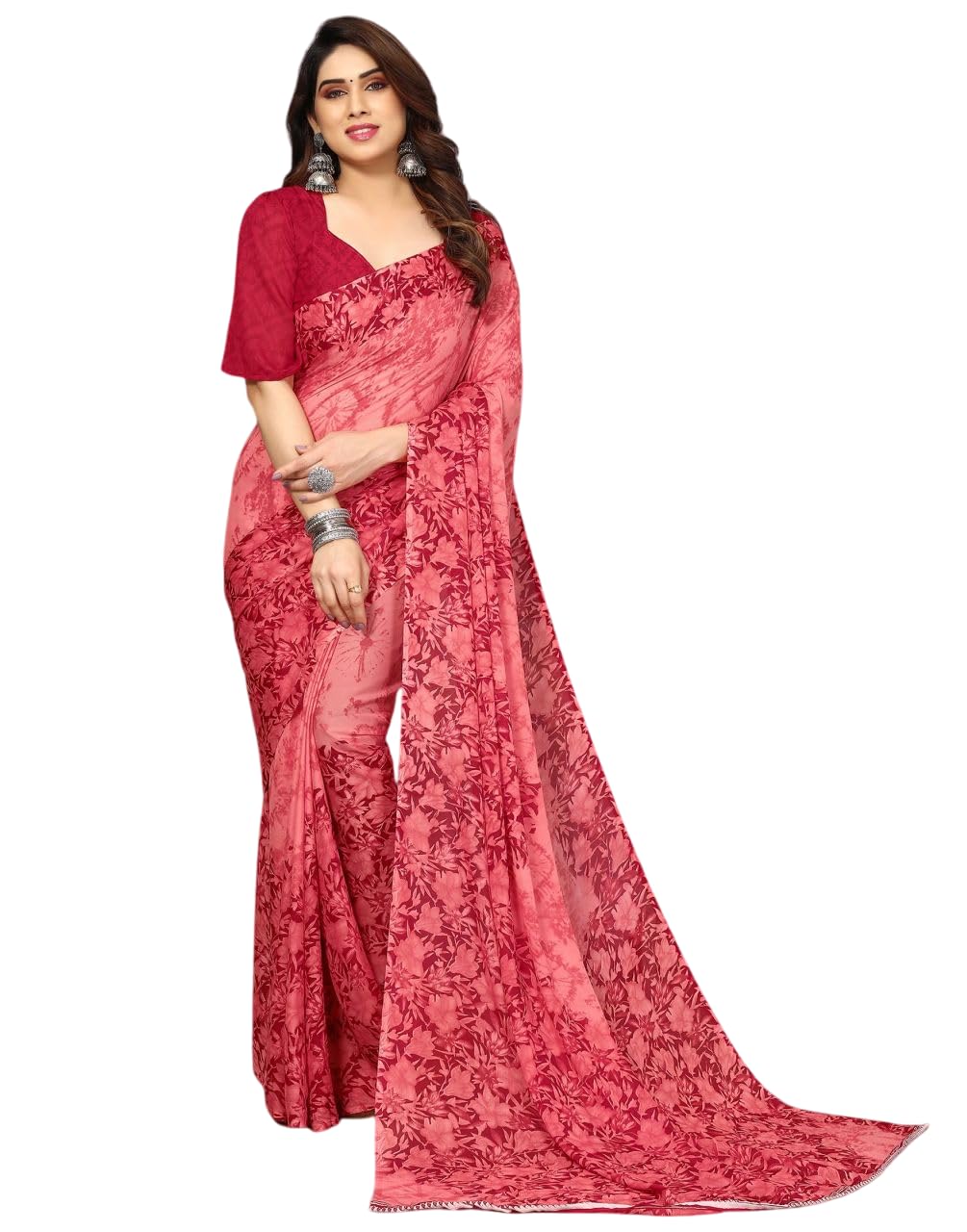 FASHION Women's Georgette Floral Printed Saree