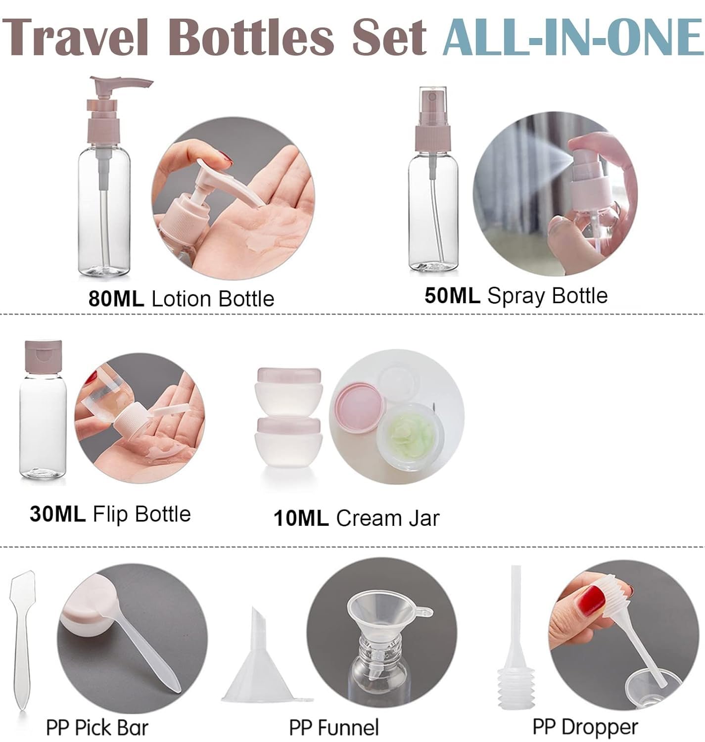 PiyuBind Travel Bottles Set For Toiletries Travel Size