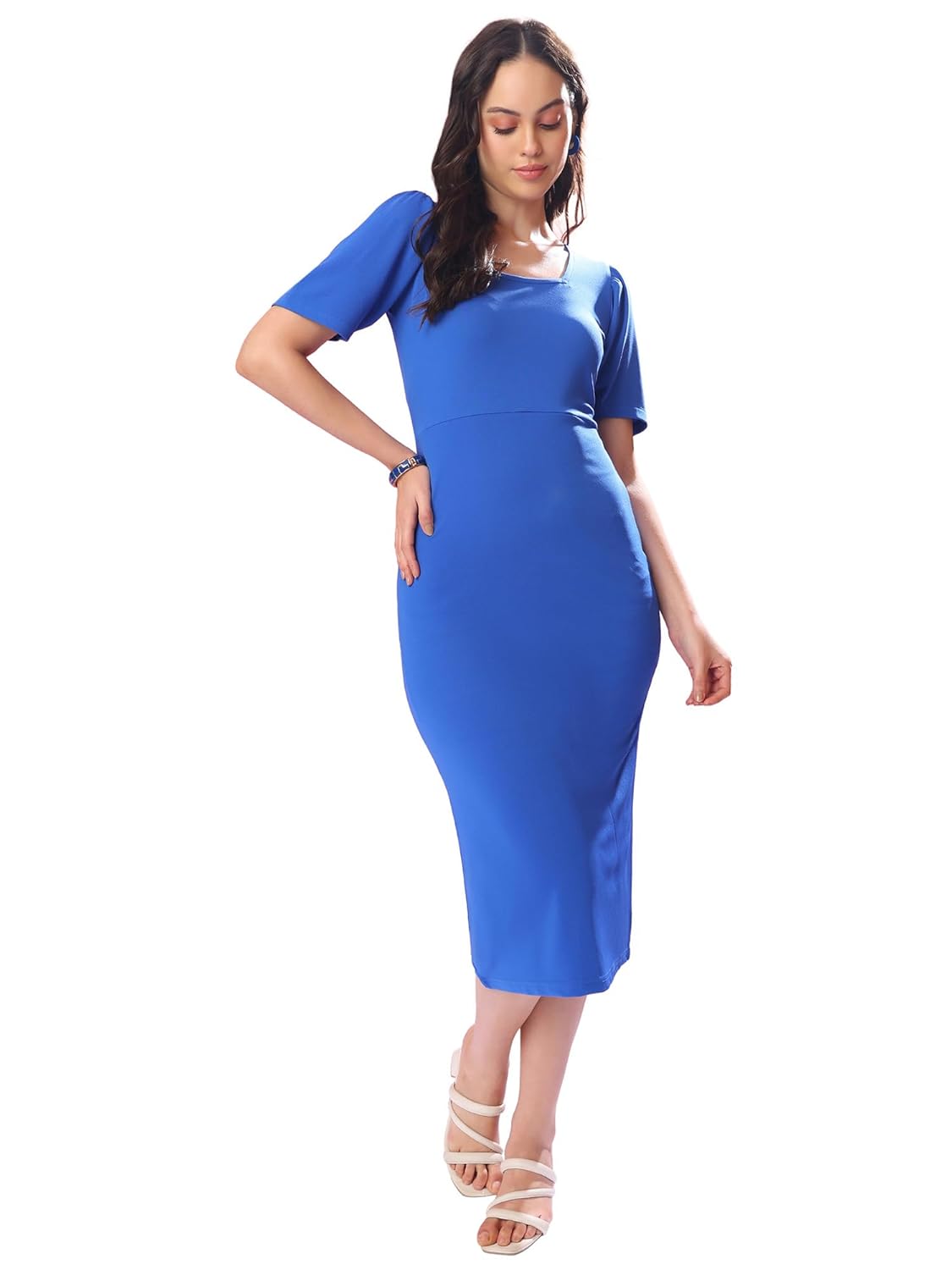 PURVAJA Women’s Bodycon Knee Length Dress (Bely-005-010)