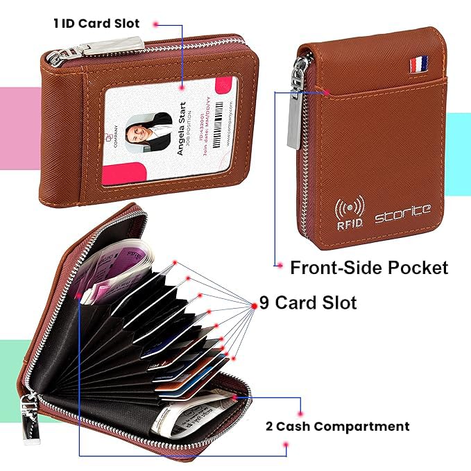 Storite PU Leather 9 Slot Vertical Credit Debit Card