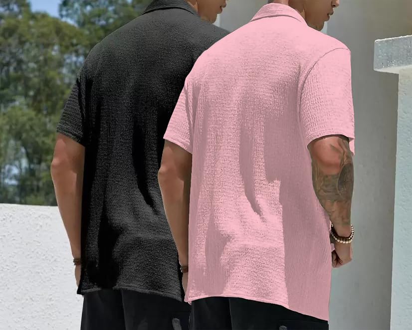 MiraMichi Men's Slim Fit Half Sleeve Polycotton Casual