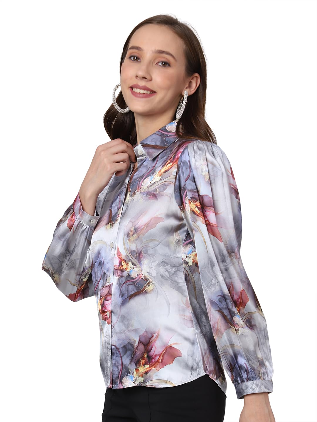 Urban Komfort Women's Abstract Print Full Sleeve Satin