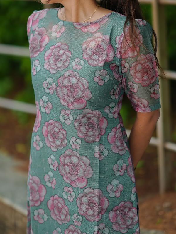 Sun Fashion Women's Chanderi Stitched Printed Kurti
