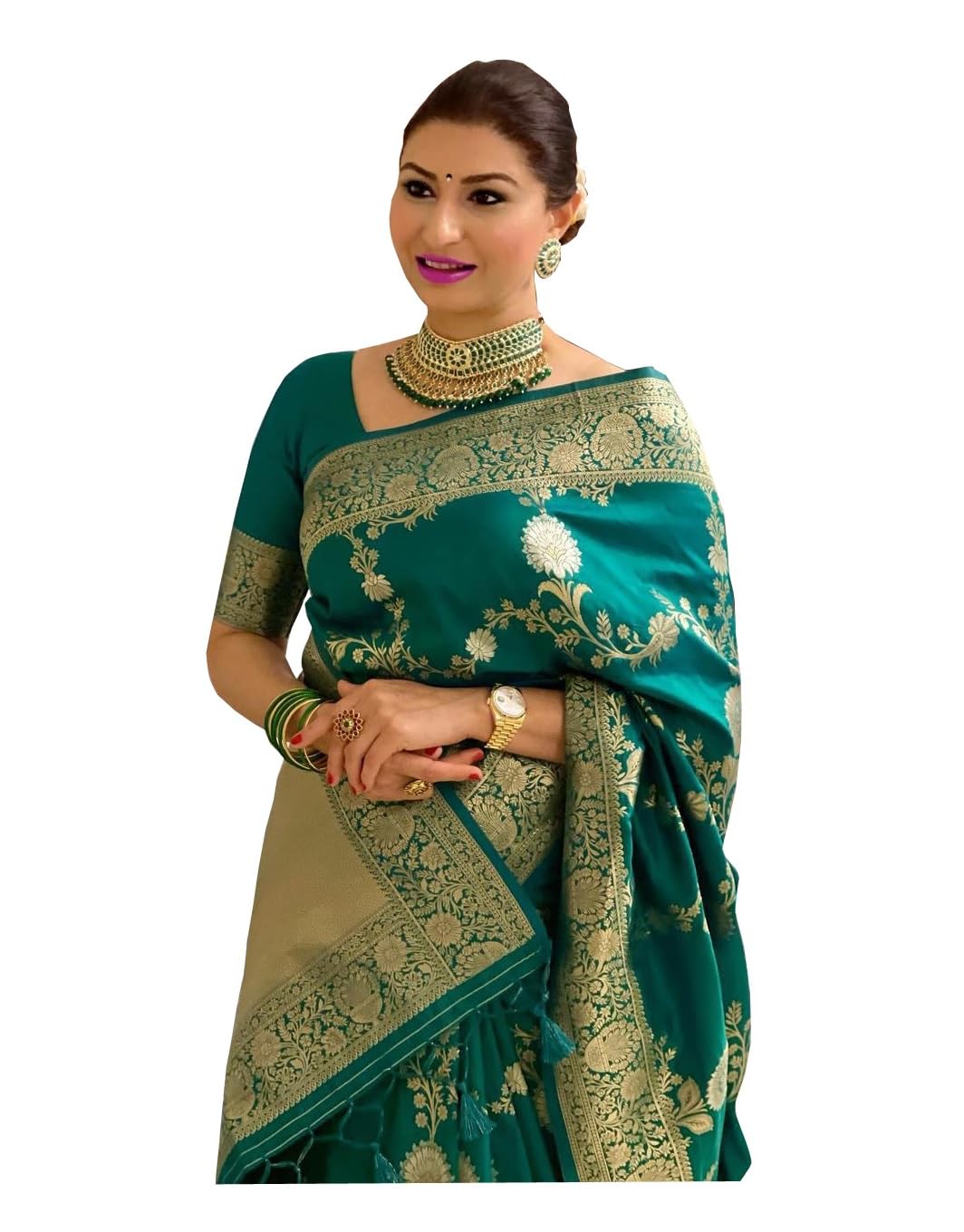 Women's Soft Silk Banarasi Sarees With Blouse Piece