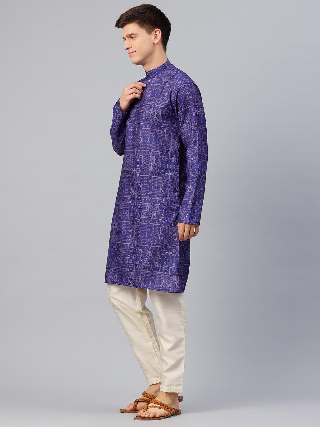 Luxrio Printed Kurta for Men Cotton Blend Linen