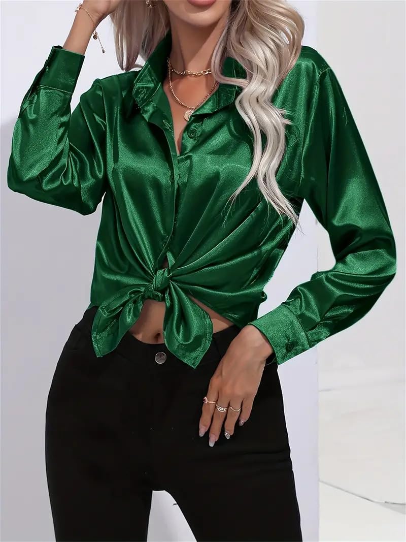 IndoPrimo Shirt for Women | Women Shirt | Shirt for Women | Full Sleeve Shirt for Women | Satin Shirt for Women | Western Shirt for Women Stylish | Shirt for Girls