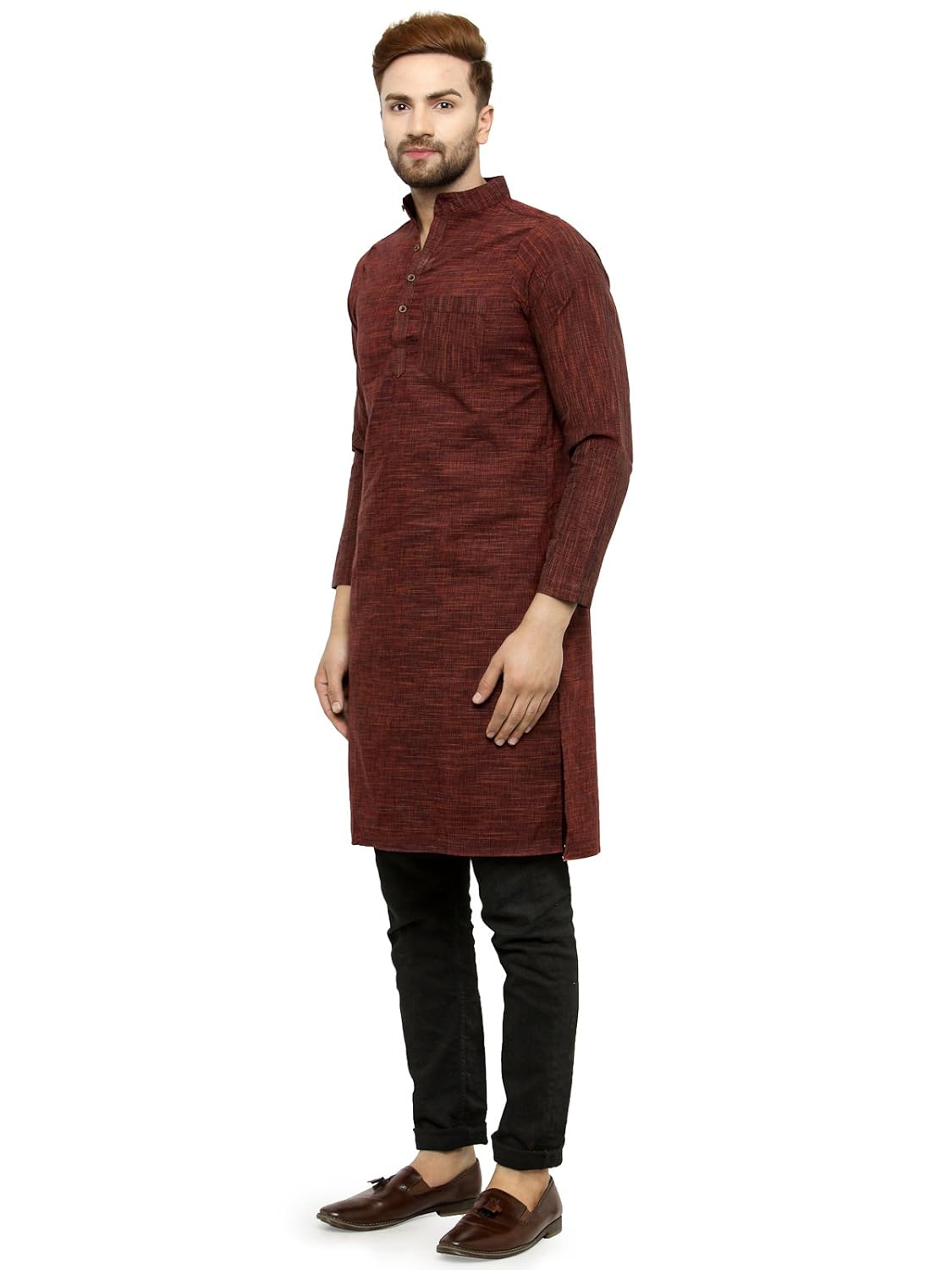 Enchanted Drapes Mens' Solid Cotton Long Kurta