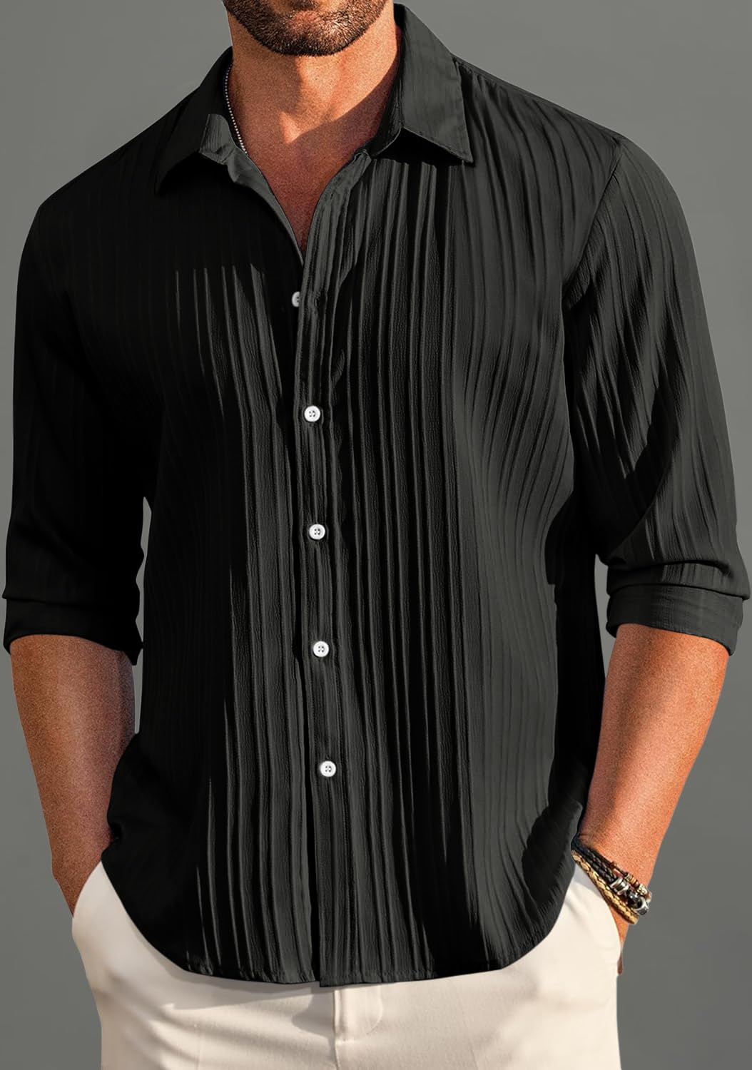 ROYALSCOUT Men's Cotton Blend Full Sleeve Short Kurta