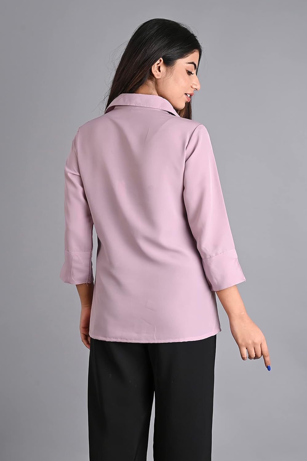 GM SARA Women's Polyester Stylish Regular Fit Button Down Plain Solid Formal Casual Shirts for Women Office Wear