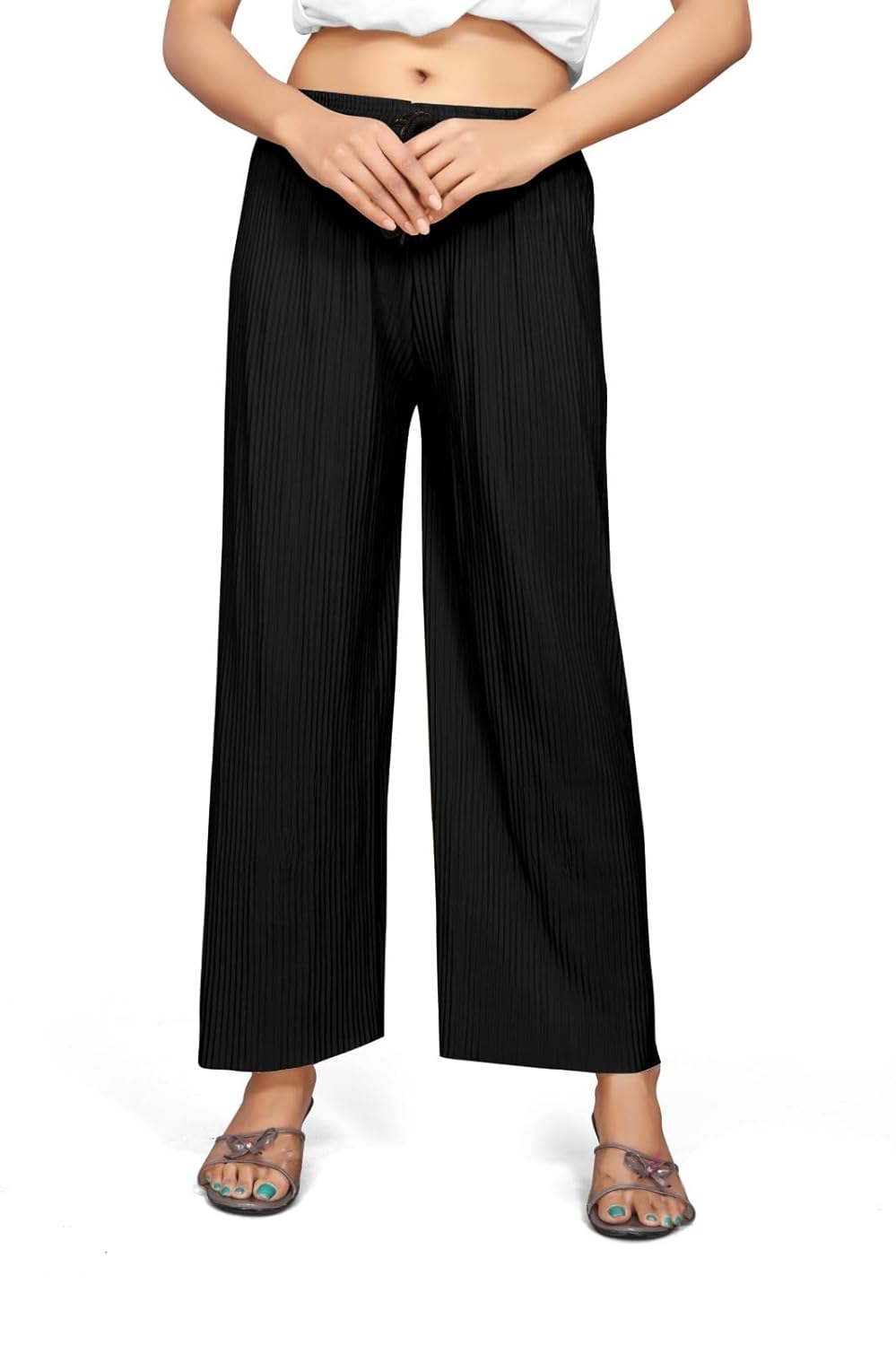 Qkenshit Women's Lycra Palazzo - Stretchable