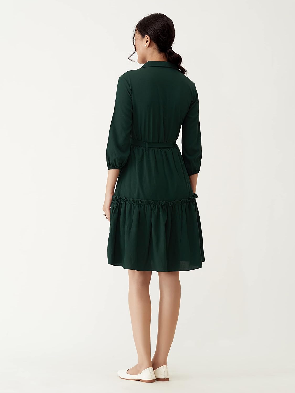 AASK Women Peplum Gathared Stylish Dress with Belt