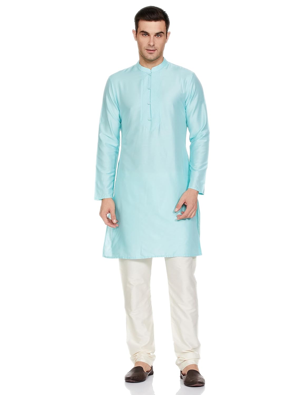 Symbol Men's Rayon Blend Festive Solid Long Kurta (Regular Fit)