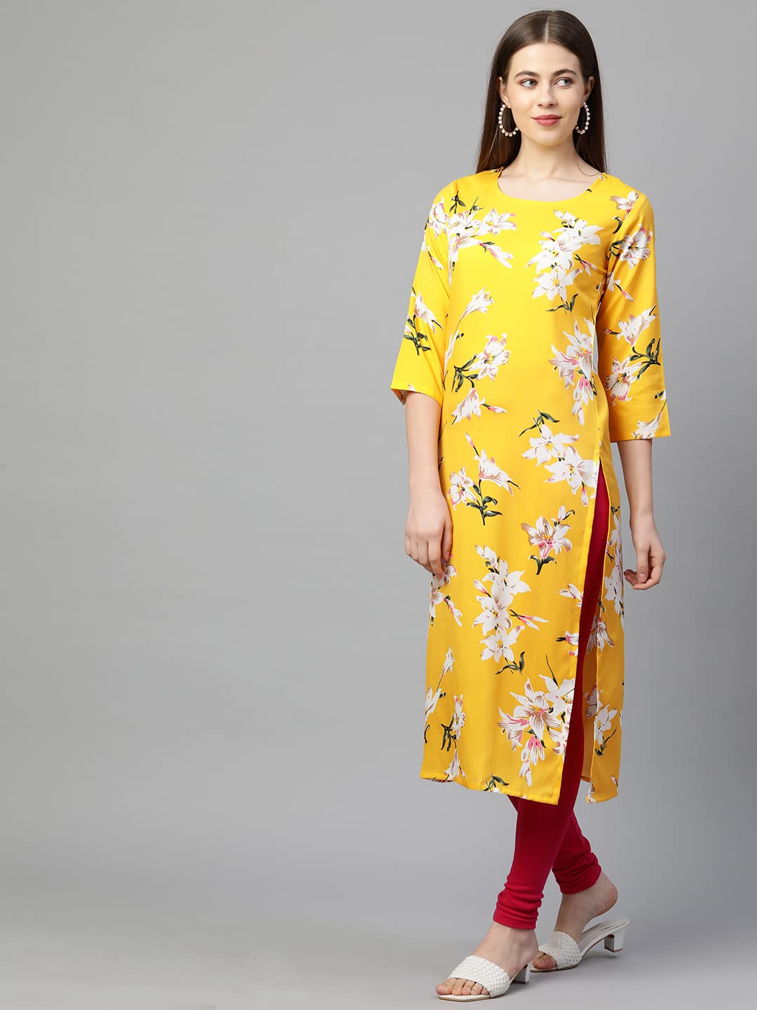 GoSriKi Women's Crepe Printed Straight Kurta