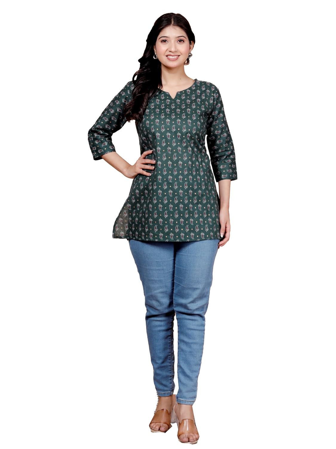 Women's Casual Jaipuri Cotton Printed Short Kurta