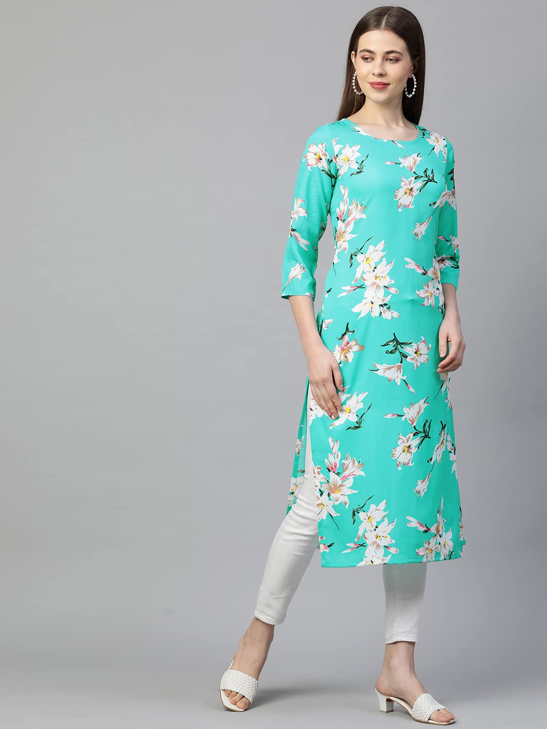 GoSriKi Women's Crepe Printed Straight Kurta