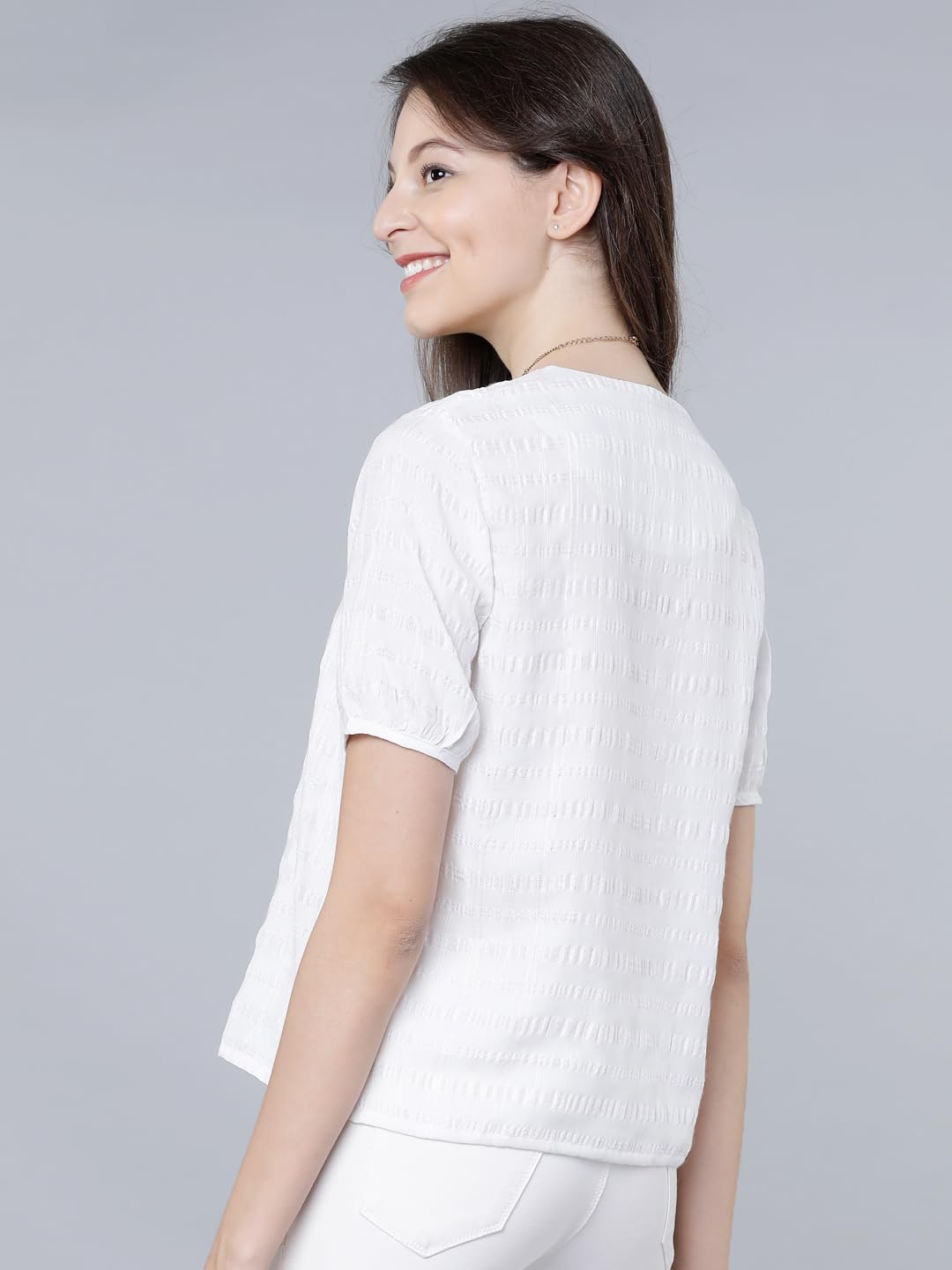 Tokyo Talkies Women's Square Neck Top | Front Button