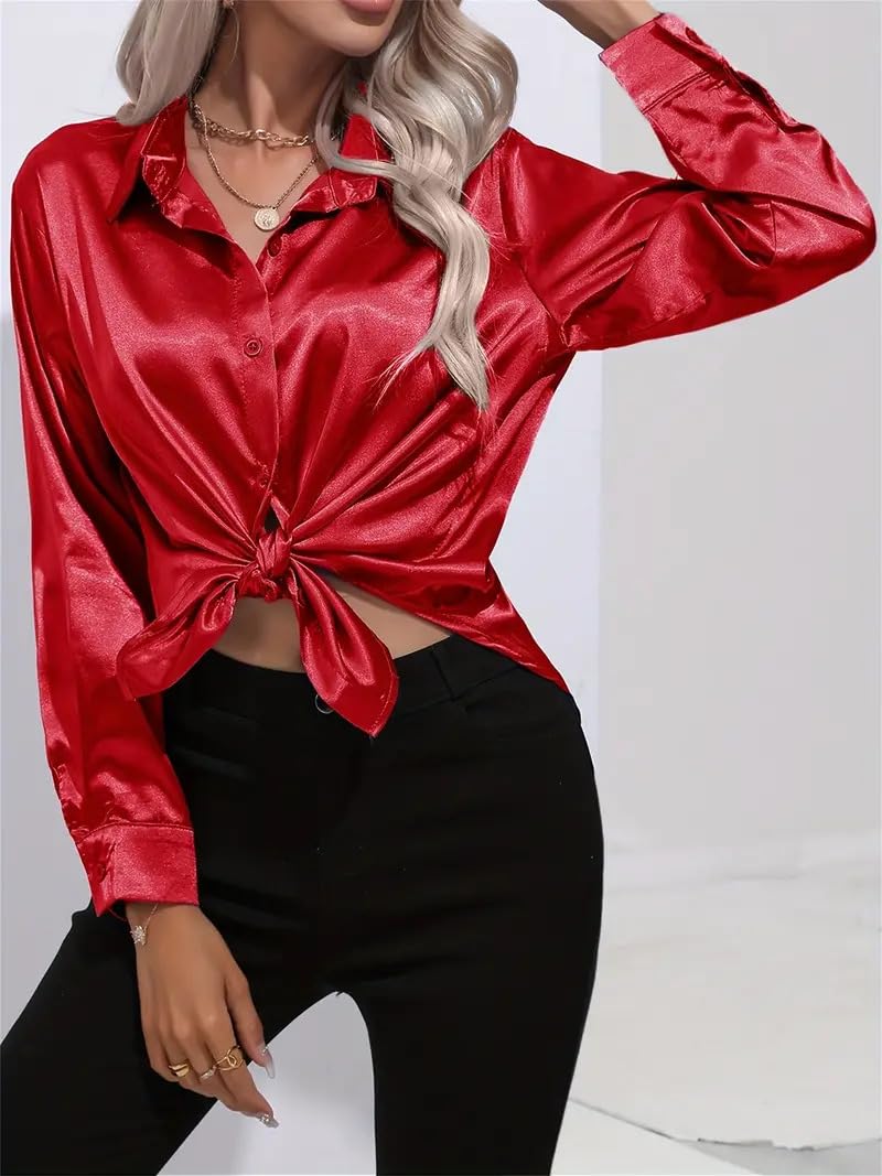 IndoPrimo Shirt for Women | Women Shirt | Shirt for Women | Full Sleeve Shirt for Women | Satin Shirt for Women | Western Shirt for Women Stylish | Shirt for Girls
