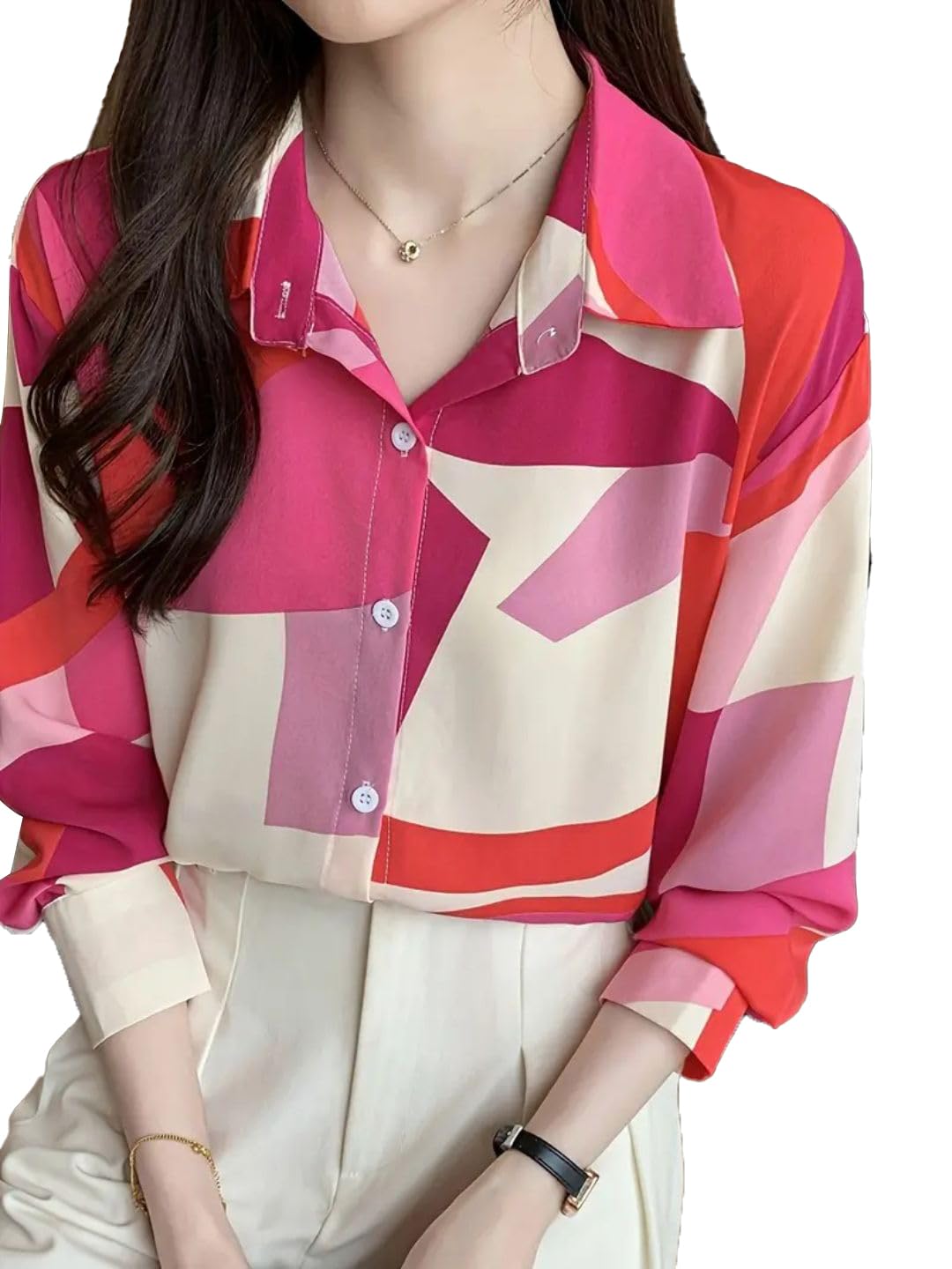 Trendy Queen Women's Printed Straight Mandarin Neck Shirt for Women's | Tops for Woman Shirts | Shirt for Women Stylish Western (SD778_S)