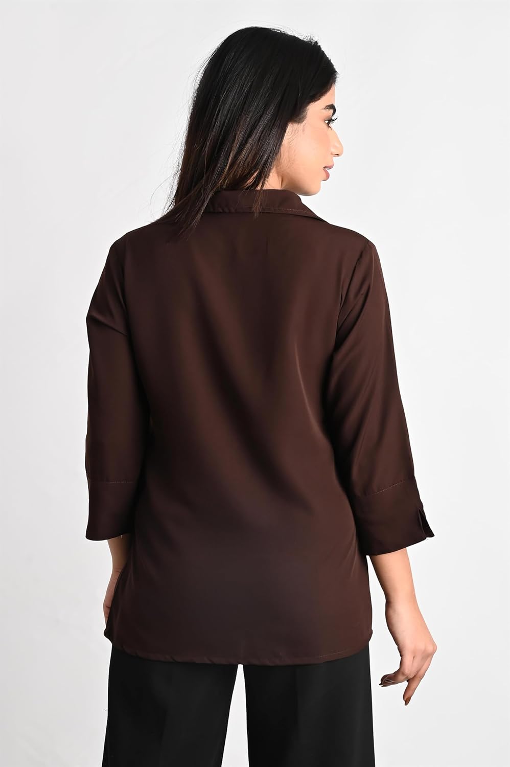 GM SARA Women's Polyester Stylish Regular Fit Button Down Plain Solid Formal Casual Shirts for Women Office Wear