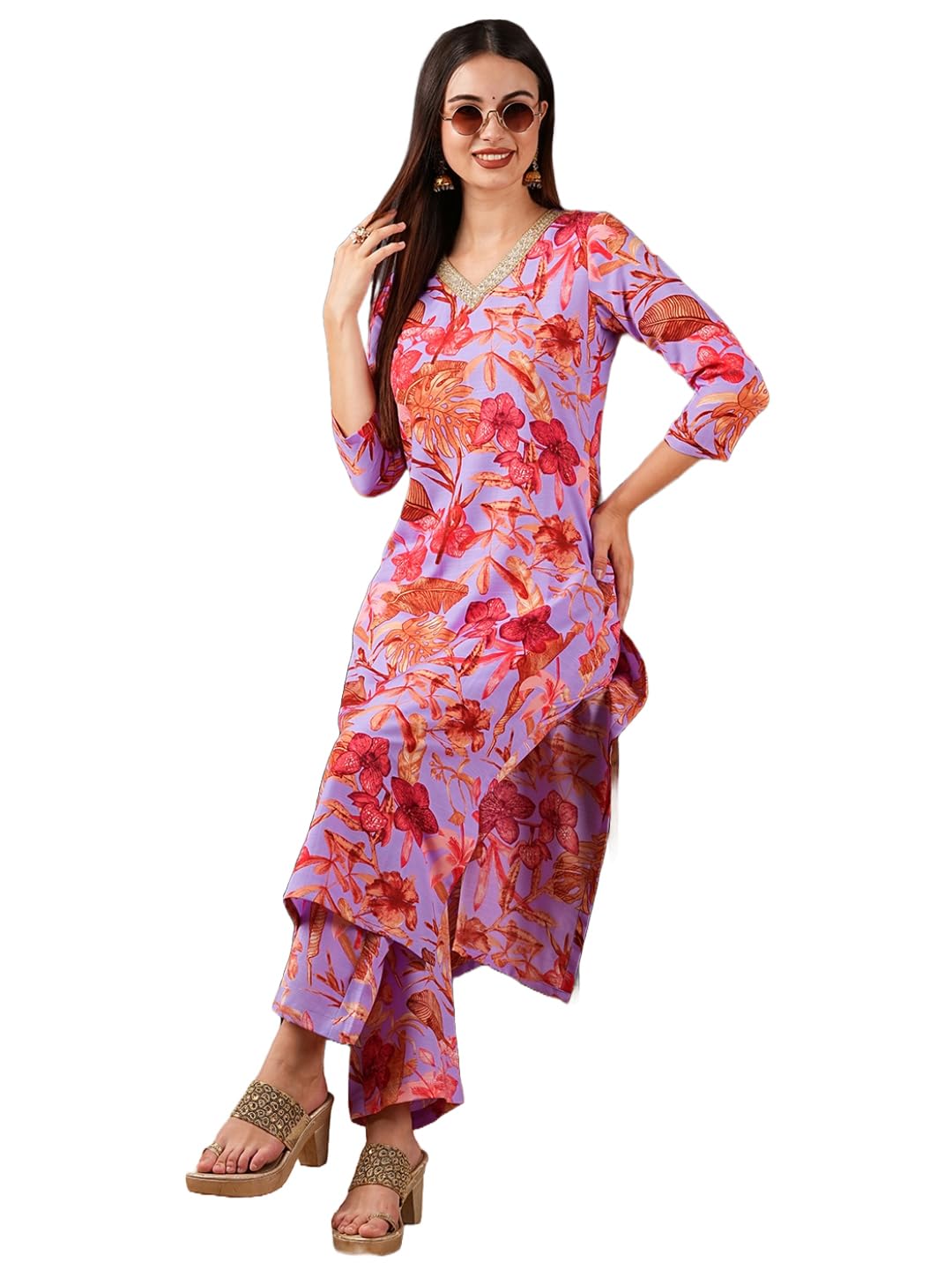 DESIGNER Women's Rayon Blend Kurta with Palazzo