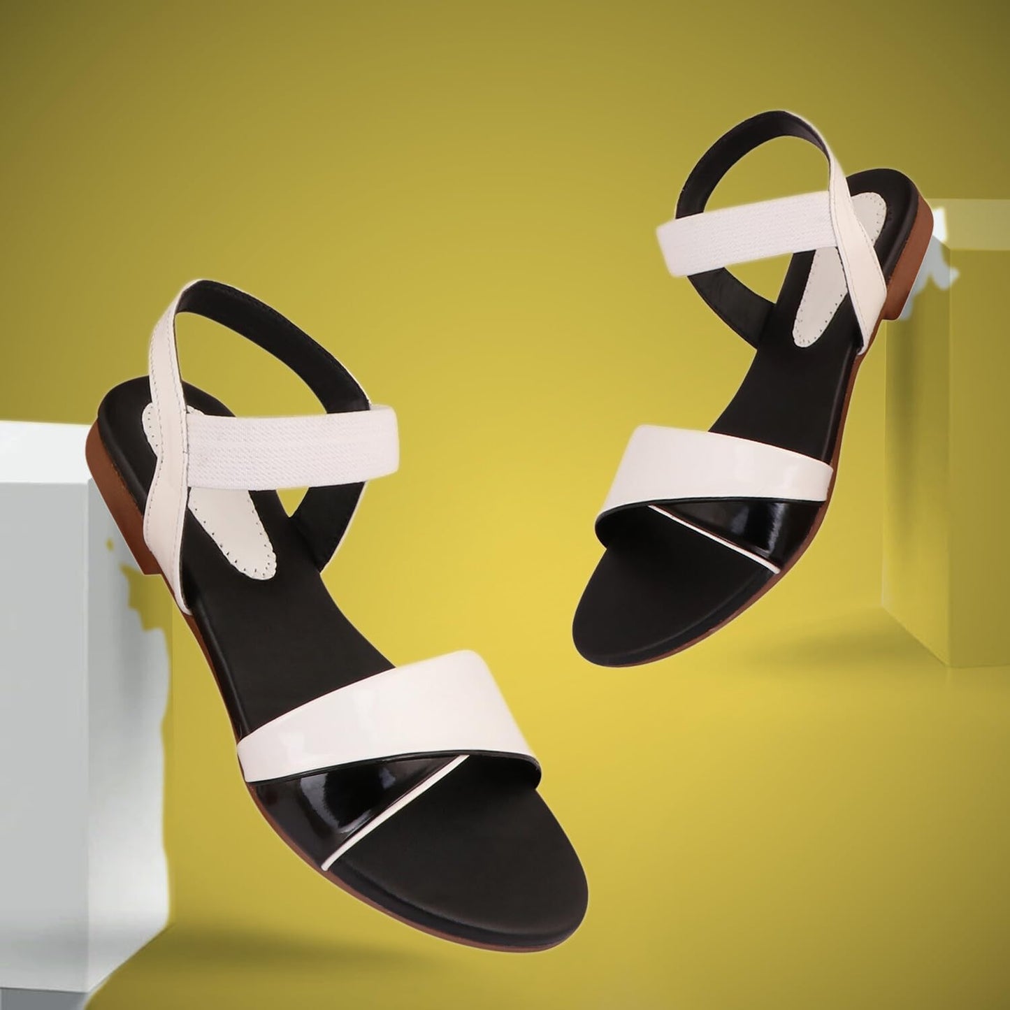 Acknew Women Casual Flats Sandal, Women's Comfort Fashion Ladies Stylish Flat Sandals Slippers for Offce, Every Occasion, Comfortable & Fashionable (181-WH)