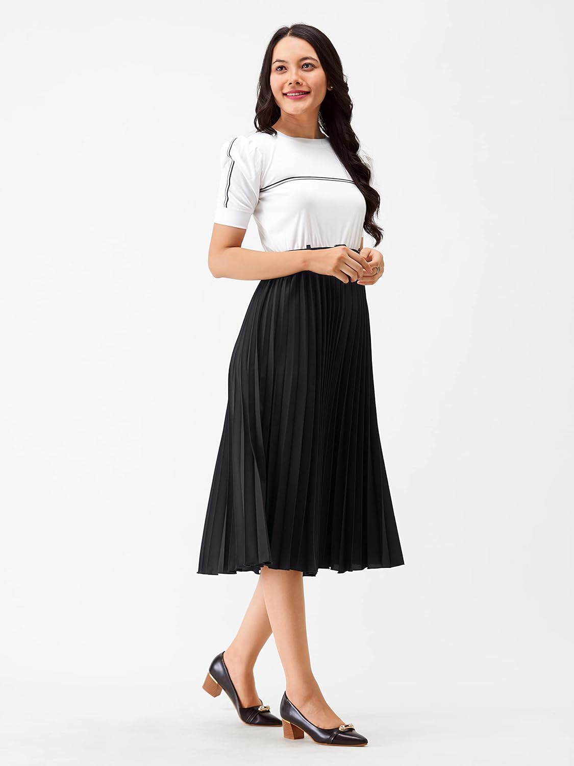 AASK Women Fit& Flare Polyster Solid Dress for Women