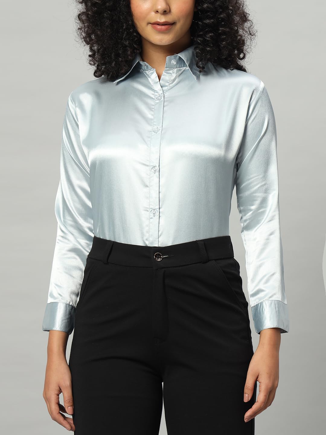 FUNDAY FASHION Women Solid Formal Satin Regular Fit Shirt