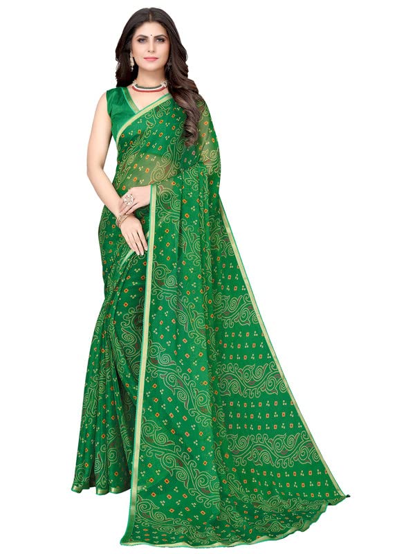 SIRIL Women's Chiffon Printed Saree with Blouse Piece