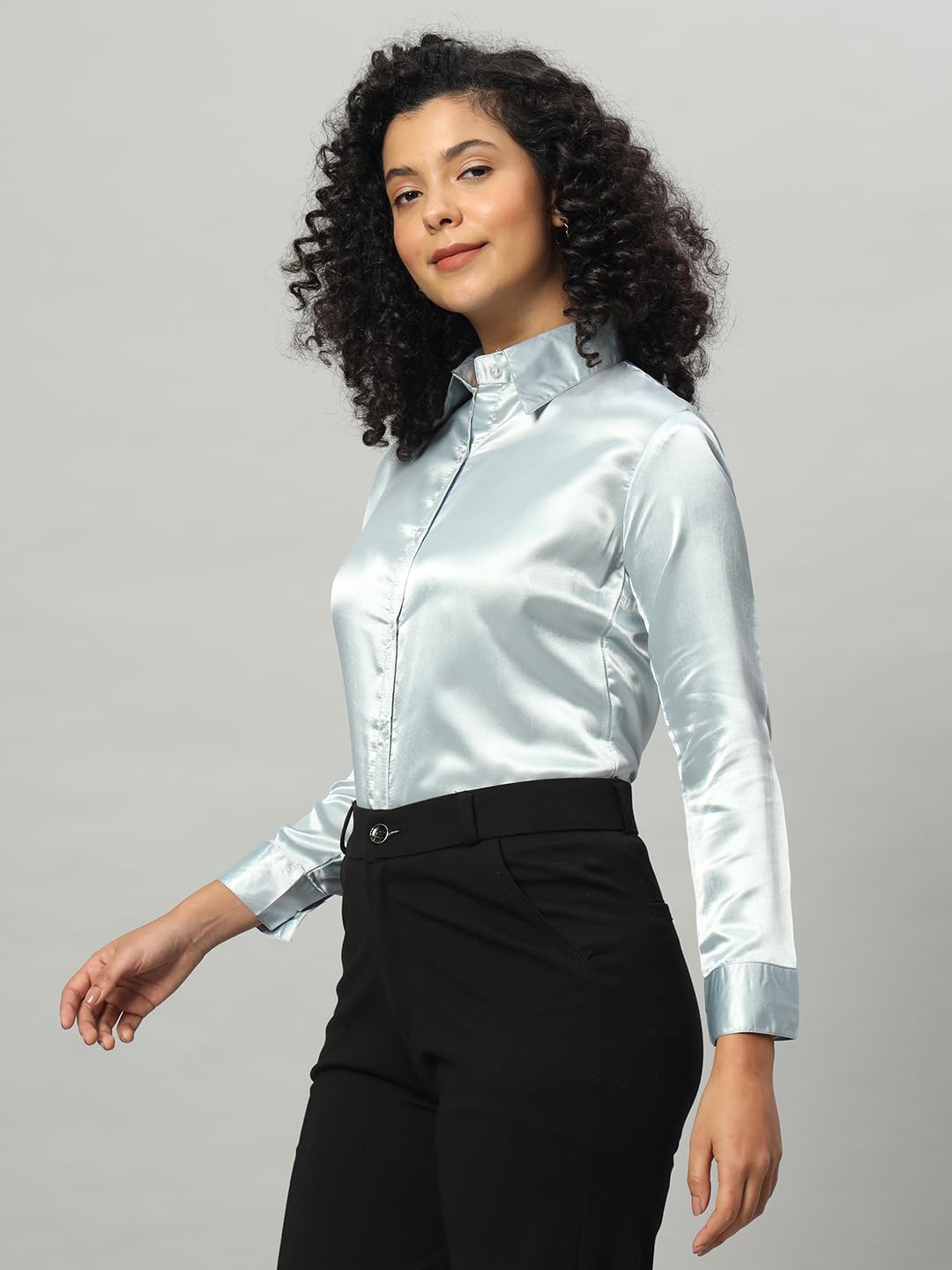 FUNDAY FASHION Women Solid Formal Satin Regular Fit Shirt