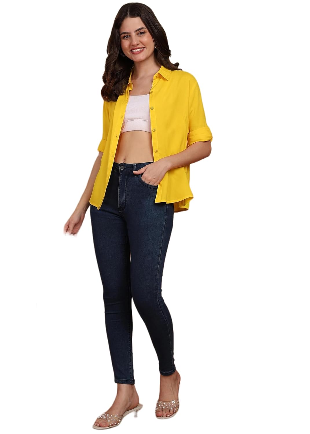 FUNDAY FASHION Women's Rayon Blend Regular Fit Solid Casual/Formal Button Shirt