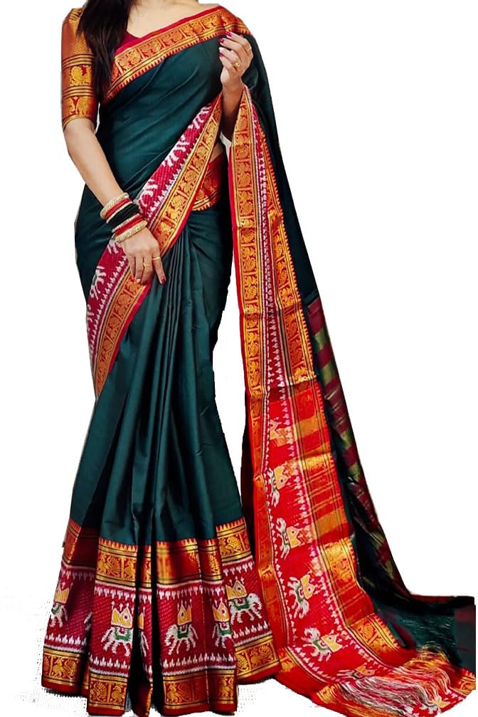 Women Cotton Silk Saree with unstitched blouse