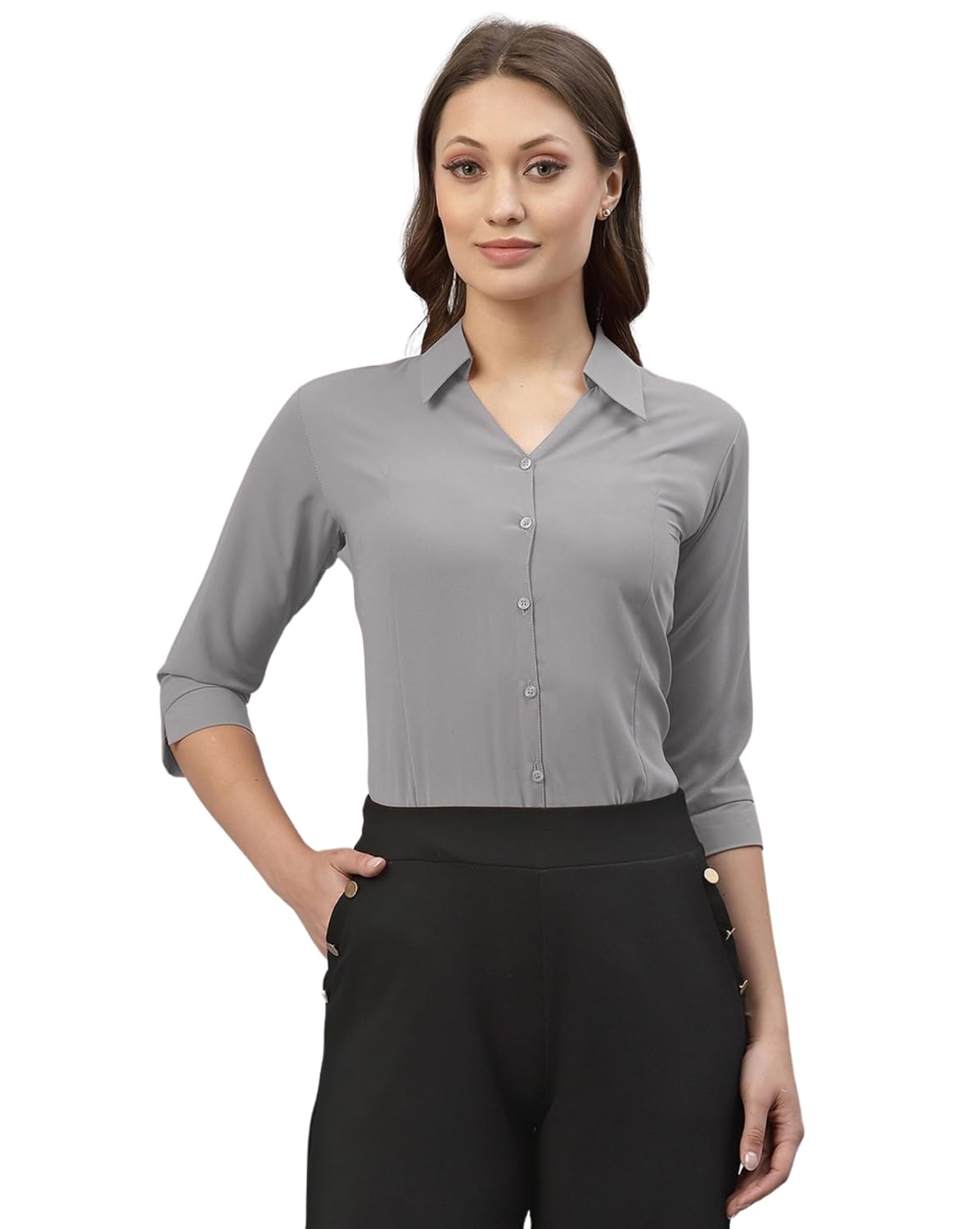 ETHIC GLANCE Women's Poly Viscose Button-Down