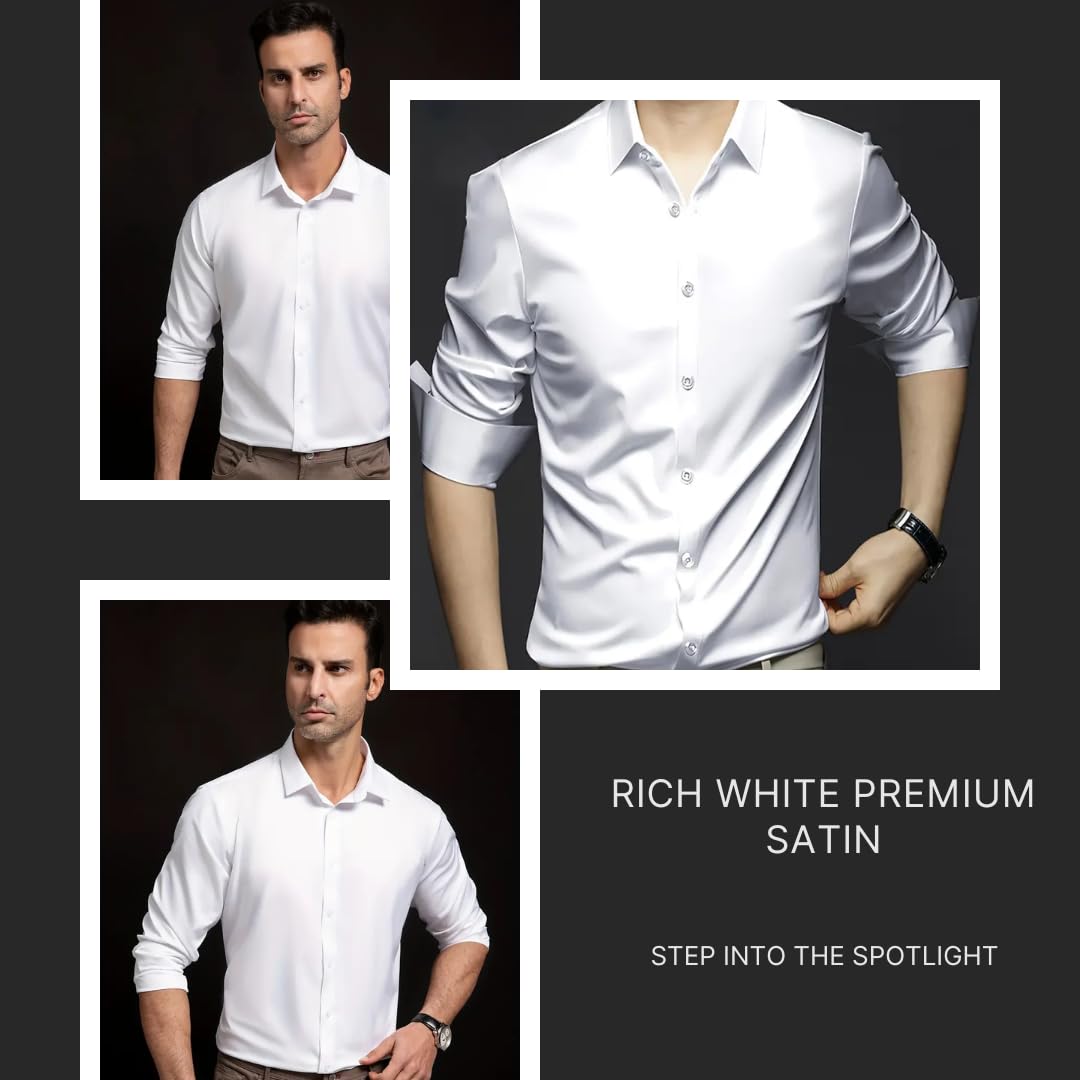 IndoPrimo Men's Stylish Solid Satin Casual Shirt
