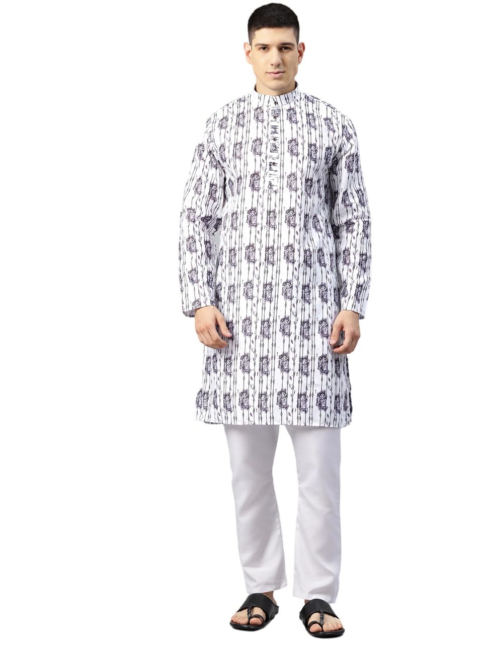 Luxrio Printed Kurta for Men Cotton Blend Linen