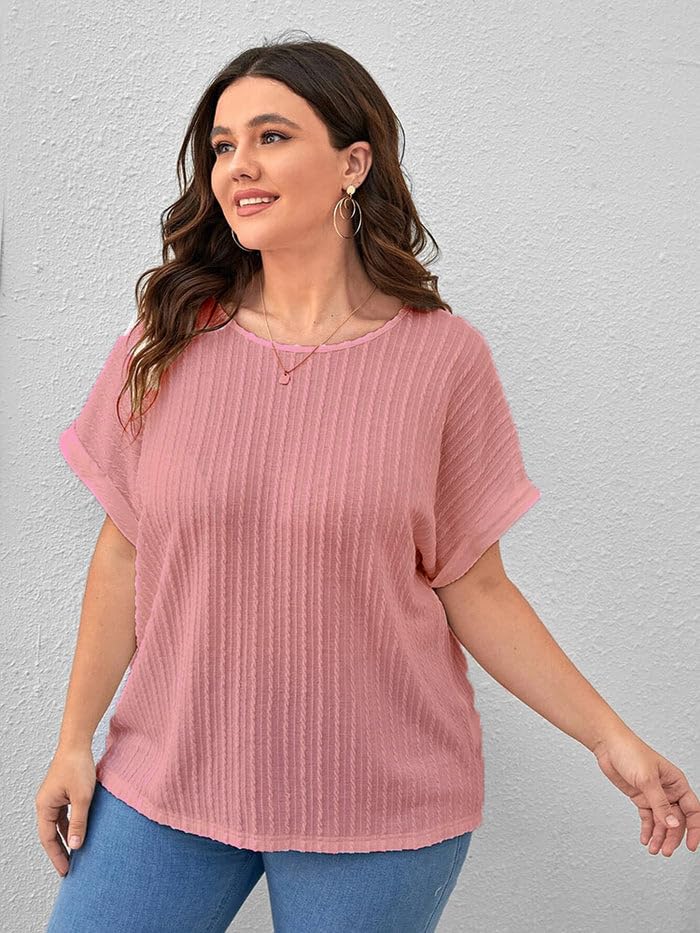Zilcon Womens Dressy Casual Business Work Tops Summer Half Sleeve Shirts Boat Neck Jacquared Tshirts