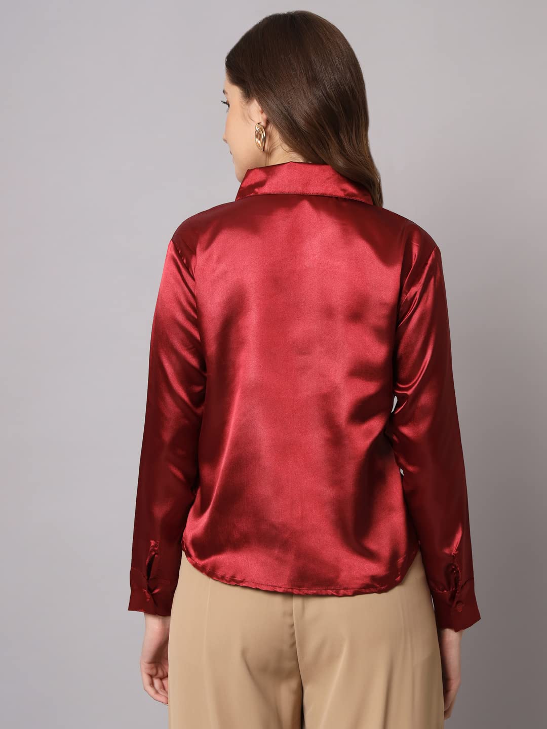 FUNDAY FASHION Women Solid Formal Satin Regular Fit Shirt