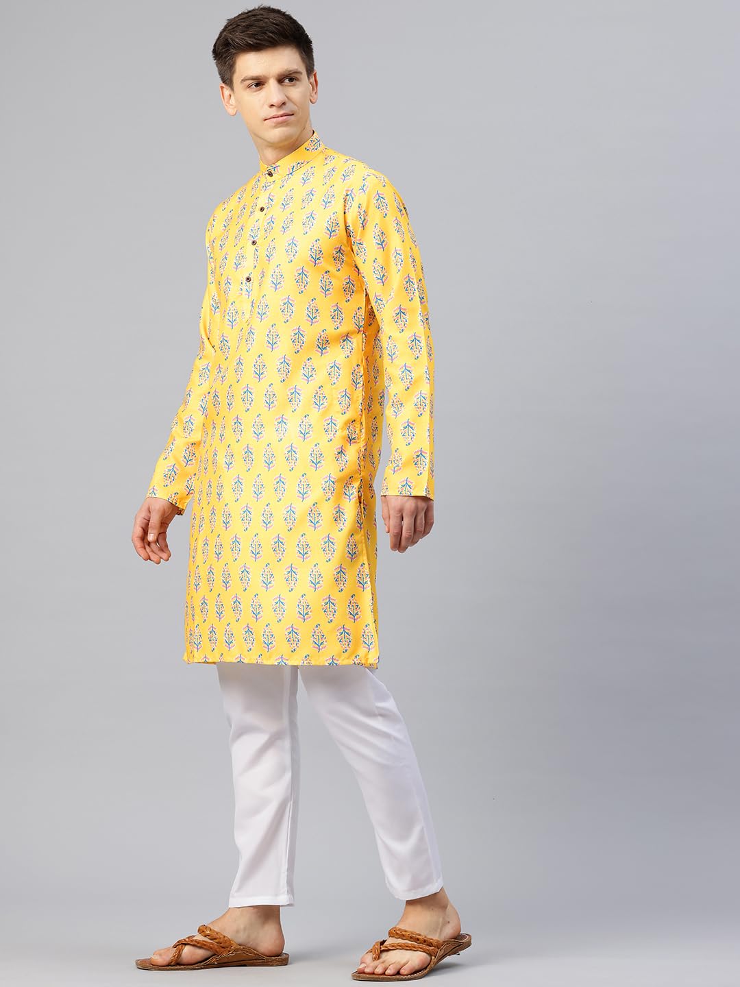 Luxrio Printed Kurta for Men Cotton Blend Linen Abstract