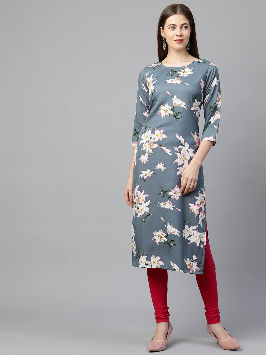 GoSriKi Women's Crepe Printed Straight Kurta