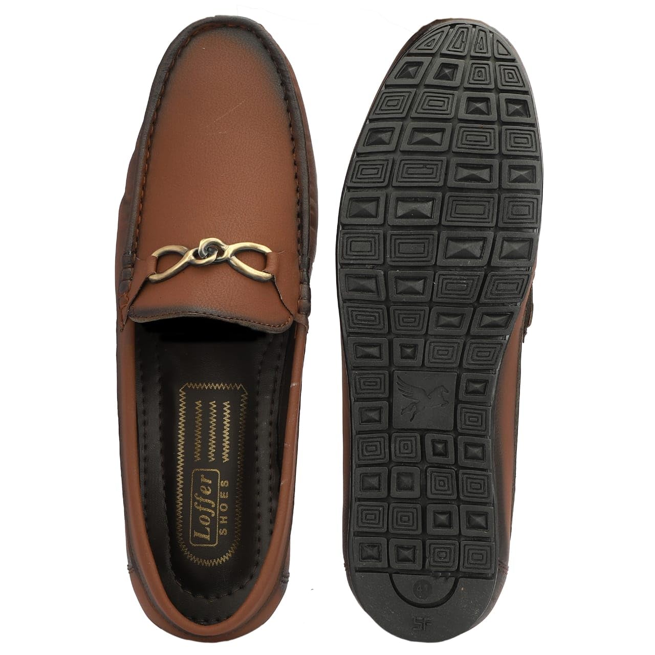 Men's Classic Loafers with Metal Buckle Detail, Black - alphahostel.in