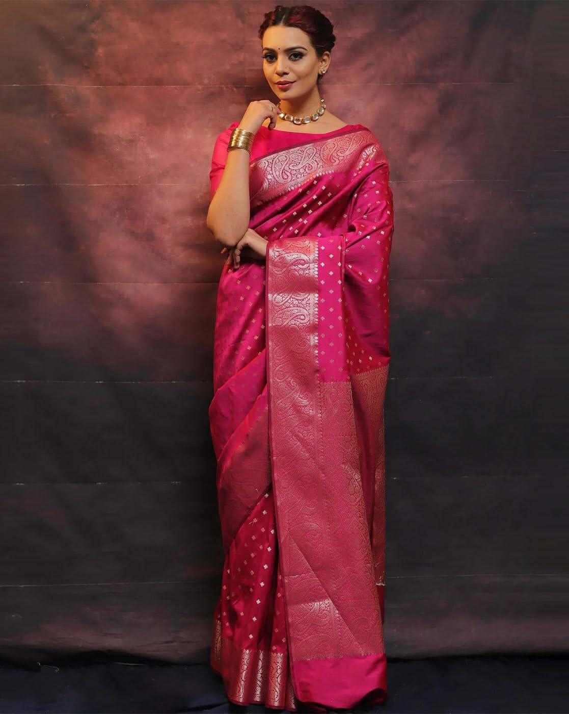 Women's Cotton Silk Woven Saree with Blouse Material