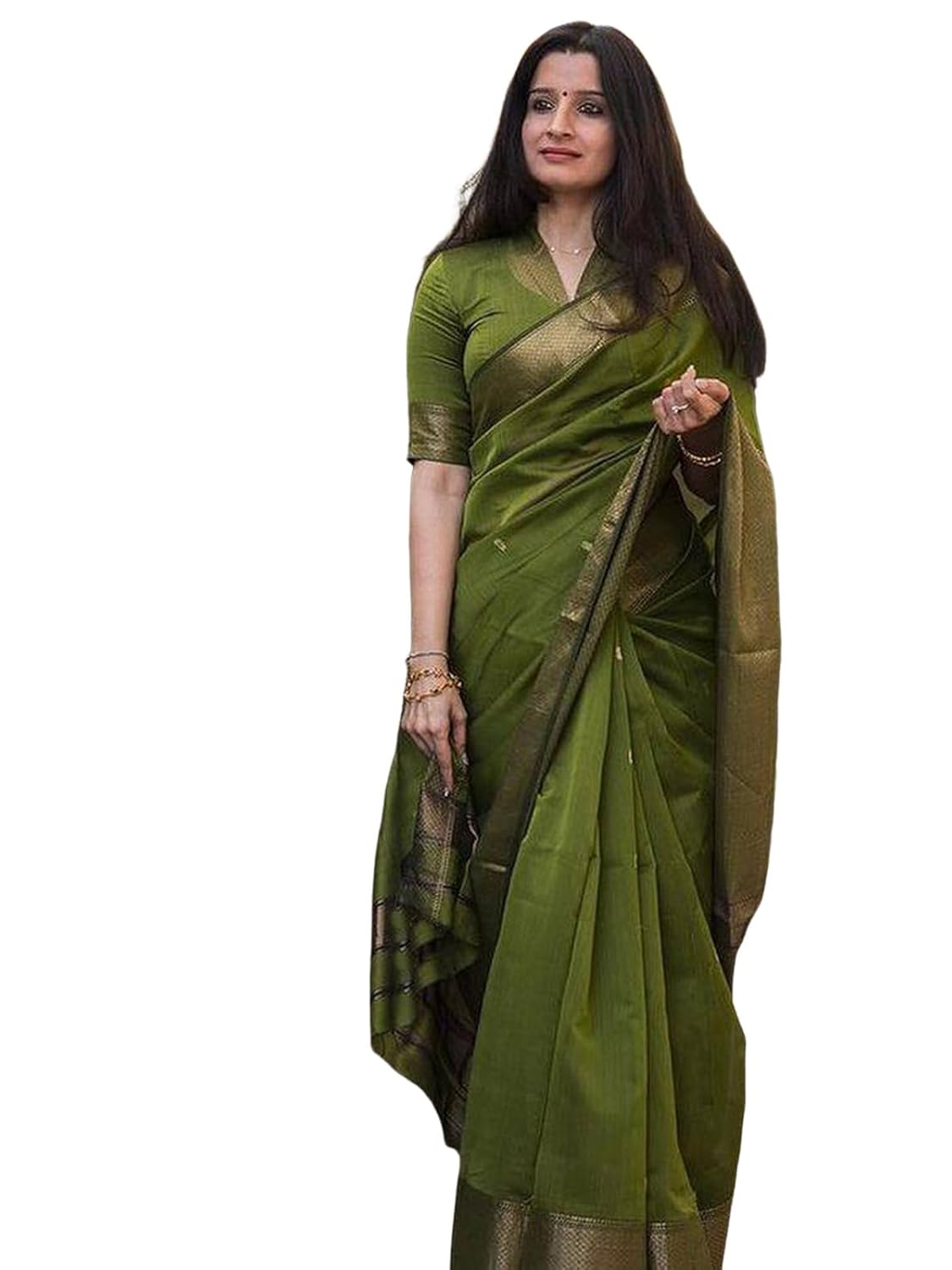 Silk Blend Banarasi Saree with Unstitched Blouse Piece