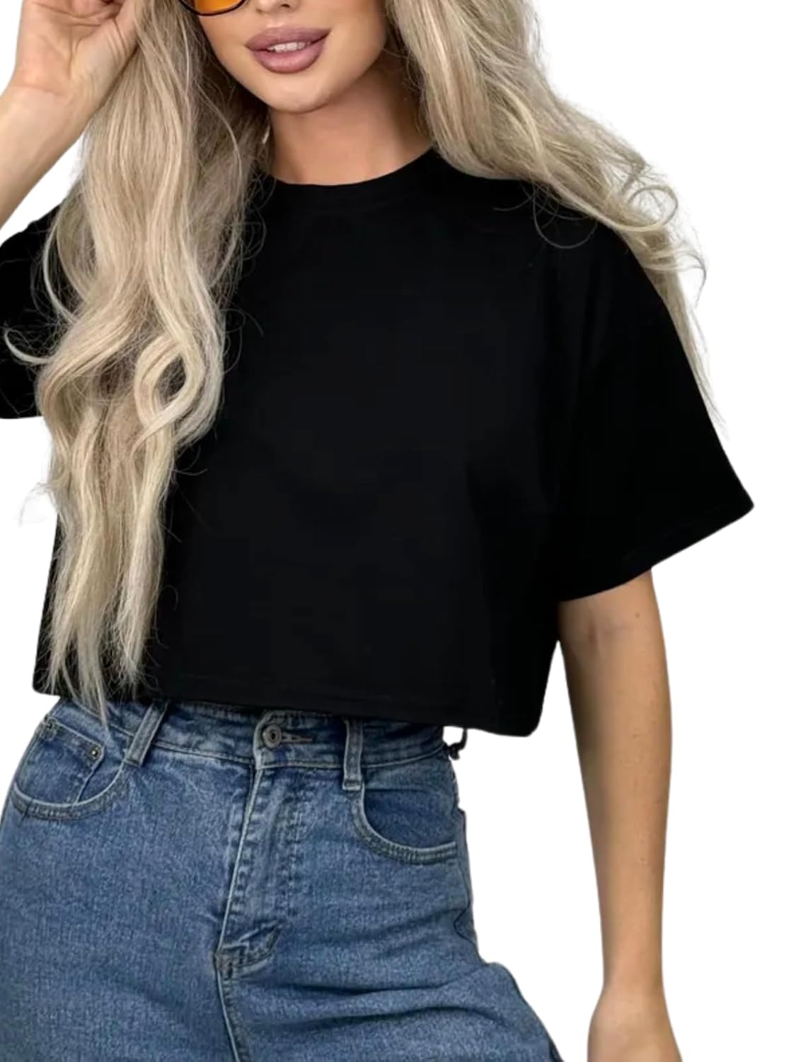 Pennywears.Co Women's & Girls Loose Fit Crop Tops/T-Shirt I Stylish Western N Casual Wear I Half Sleeves for Summer N Style with Jeans, Skirts Etc