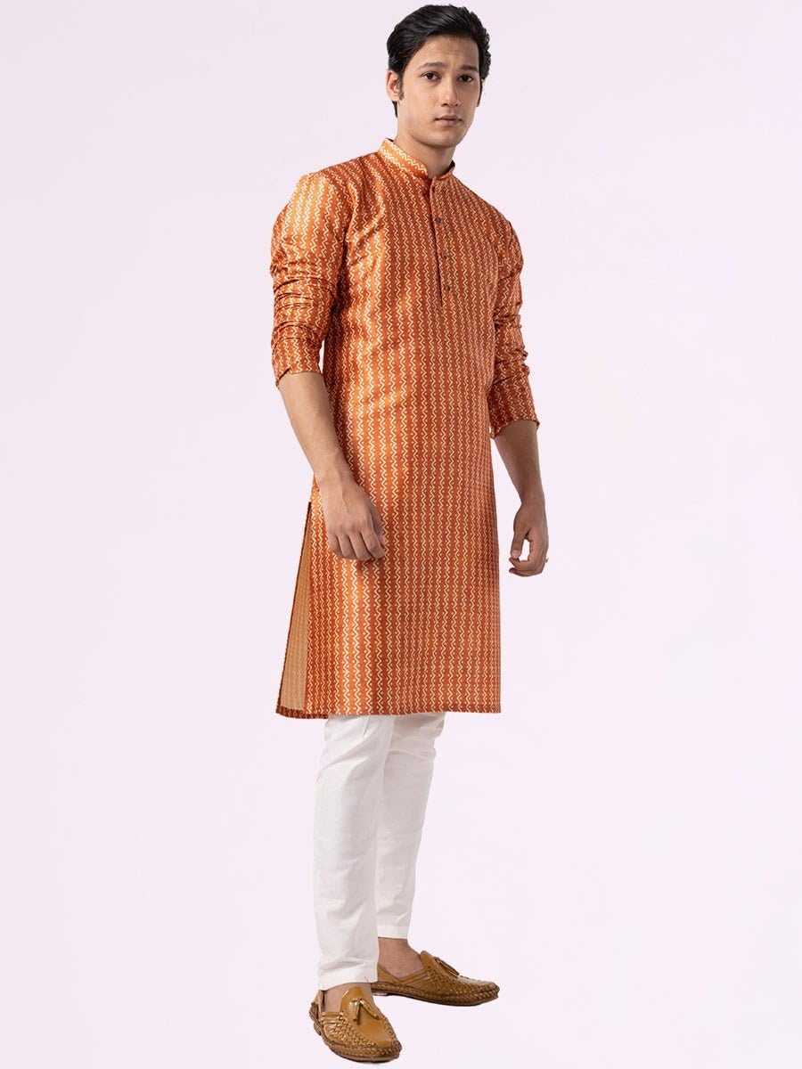 LookMark Men's Cotton Blend Printed Long Kurta