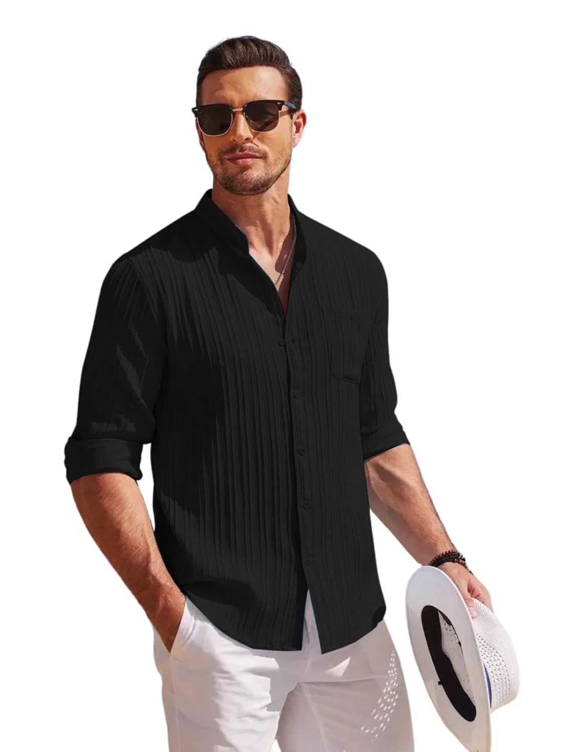 Leriya Fashion Casual Textured Button Down Regular Fit