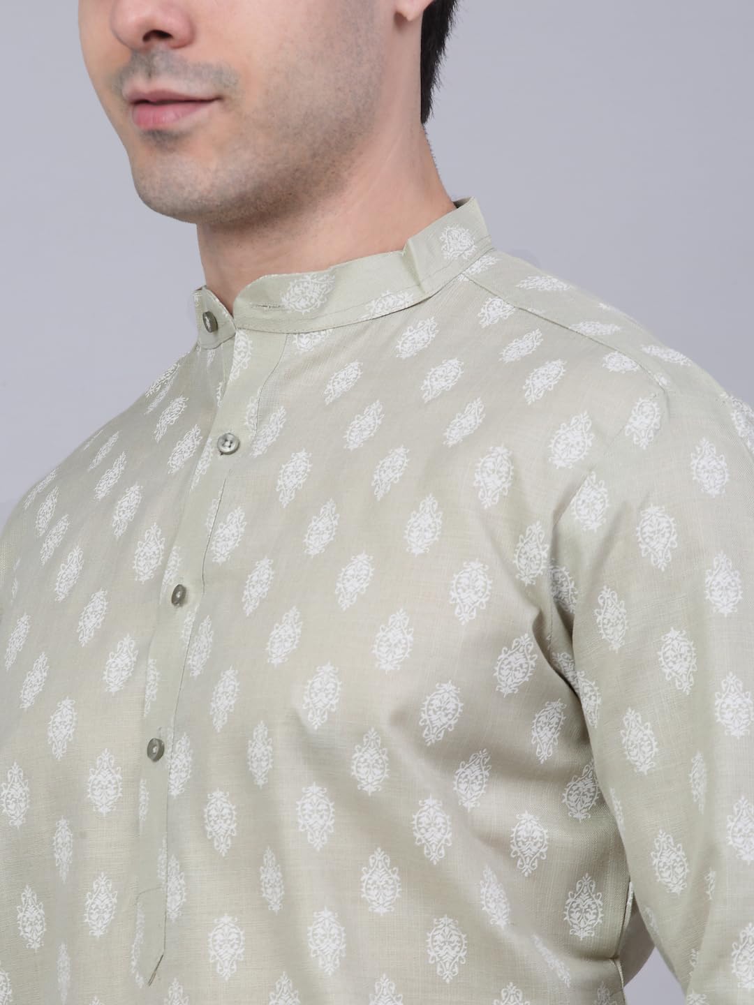 Jompers Men's Cotton Floral Printed Kurta